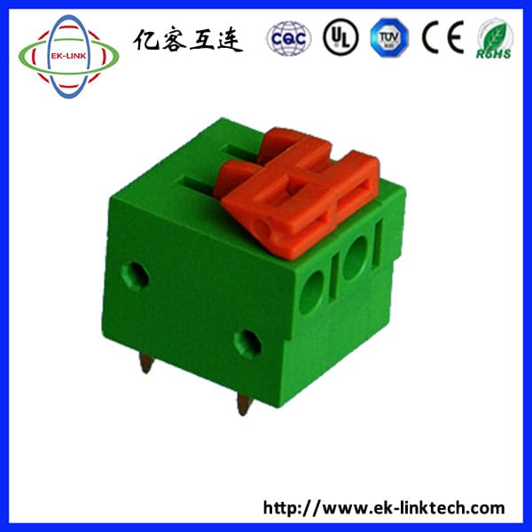 F51-02-5.0 间距5.0mm 弹簧式PCB接线端子/按压免螺丝式端子线路板接线排